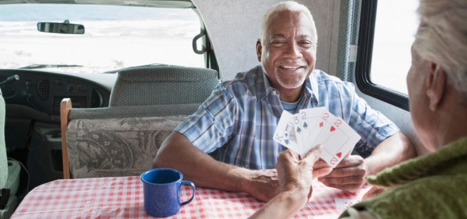 A couple playing cards in RV