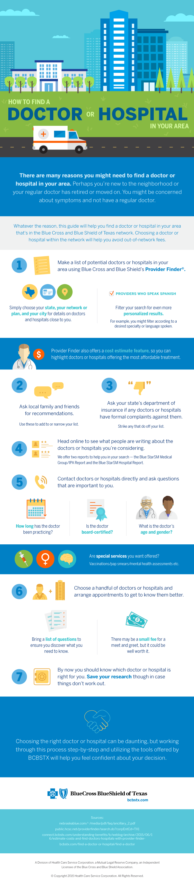 Find a Doctor or Hospital Infographic Connect Community BCBSTX